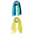 thumbnail image 1 of Unique Bargains Long Chiffon Lightweight Scarf Gradient Color Scarves Spring Summer for Women Blue Green / Yellow 63"x19.6", 1 of 8