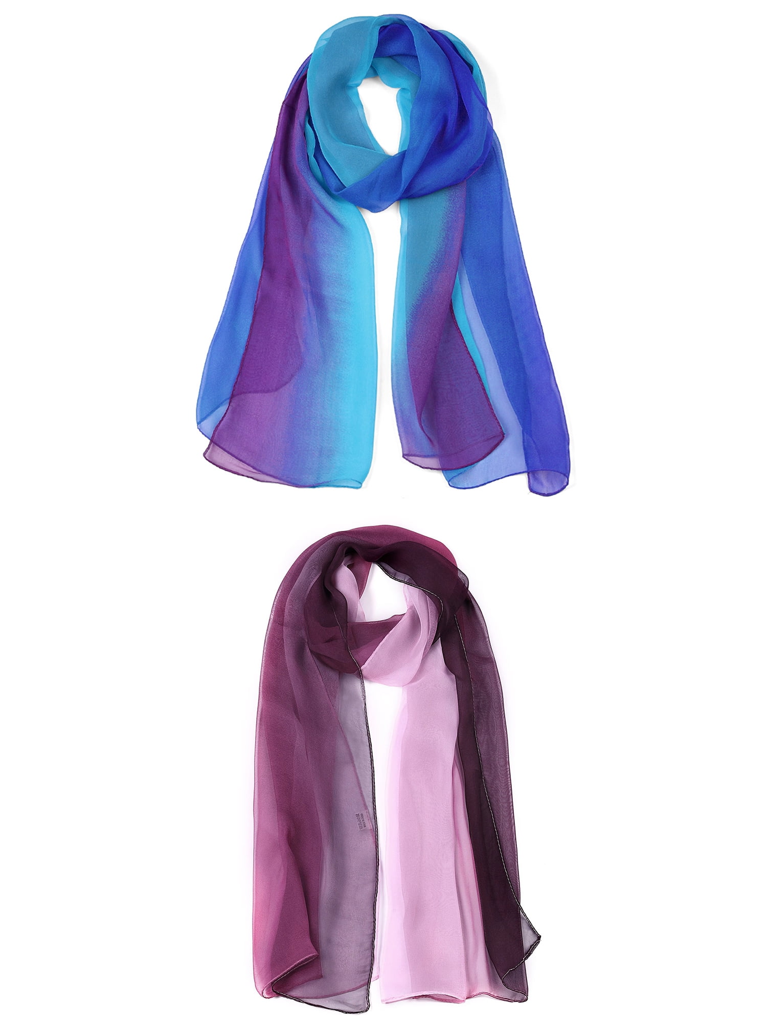 マフラー・ストール mellotory Cashmere 100 Lipline Muffler (Sky Blue) Unique Bargains Long Chiffon Lightweight Scarf Gradient