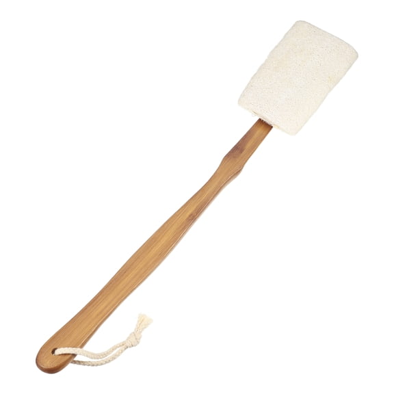 Unique Bargains Long Curved Handle Brush Removable Body Scrubber 18.11" Beige 1 Pc