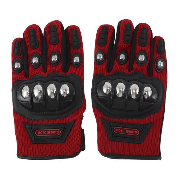 Unique Bargains Long Finger Steel Shell Glove Motorcycle Gloves Cycling Gloves for Climbing Motorcycling Hiking Cycling Rubber/Plastic Red One Size 19.5cmx11cm 1 Pair