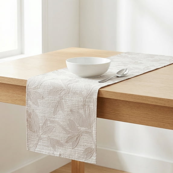 Unique Bargains Long Floral Polyester Table Runner for Kitchen Decor Gray 13.8"x63"
