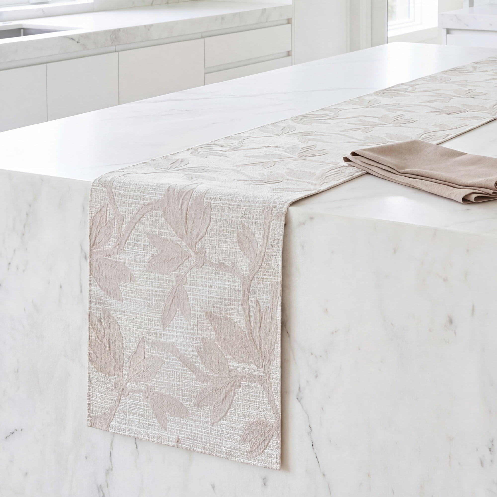 Unique Bargains Long Floral Polyester Table Runner for Kitchen Decor Gray 13.8"x94.5"