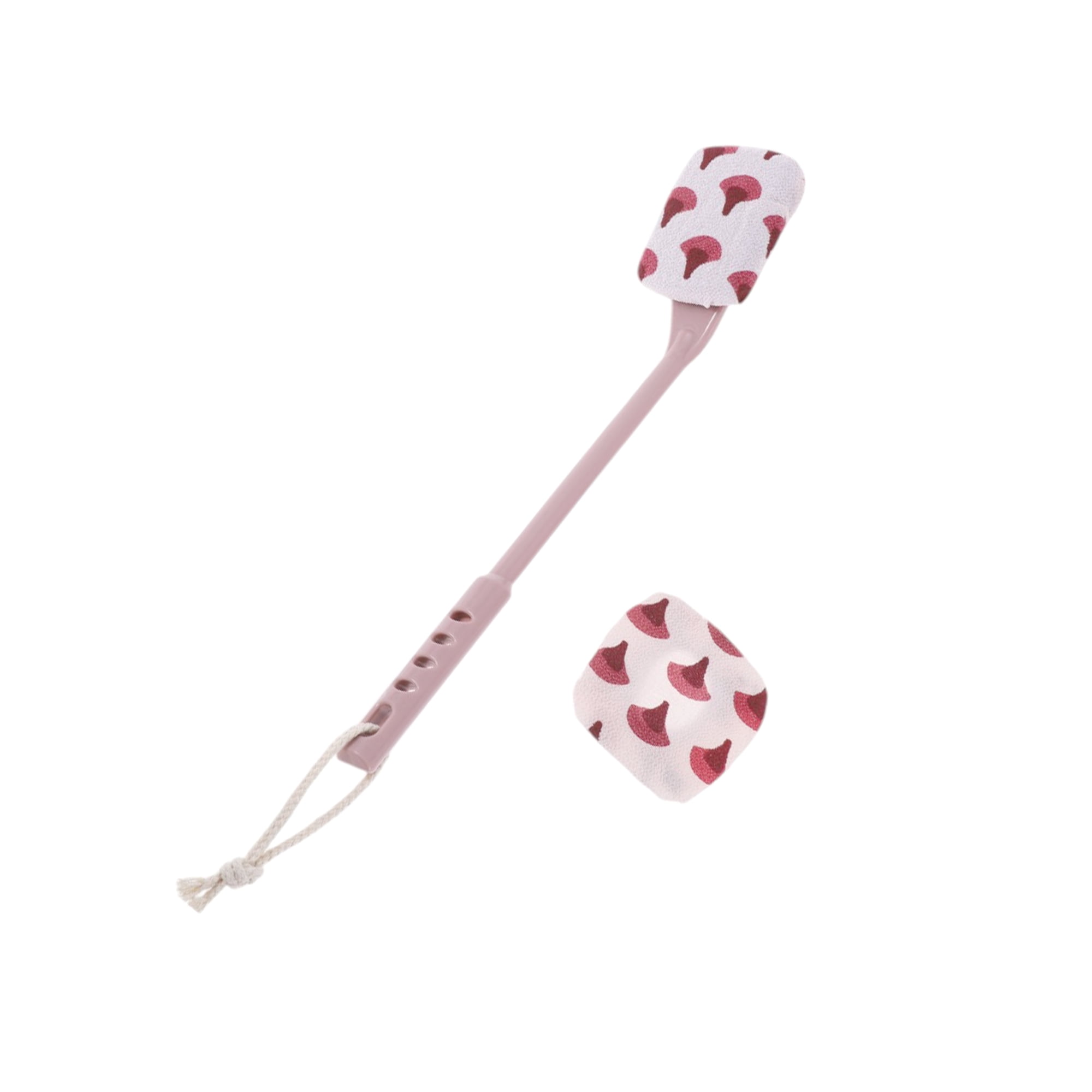 Unique Bargains Long Handle Bath Brush 15.74"x2.75"x1.18" 1 Set Pink Coarse Sand