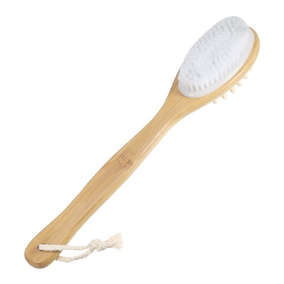 Unique Bargains Long Handle Bath Brush Double Side Body Scrubber 15.75" White 1 Pc