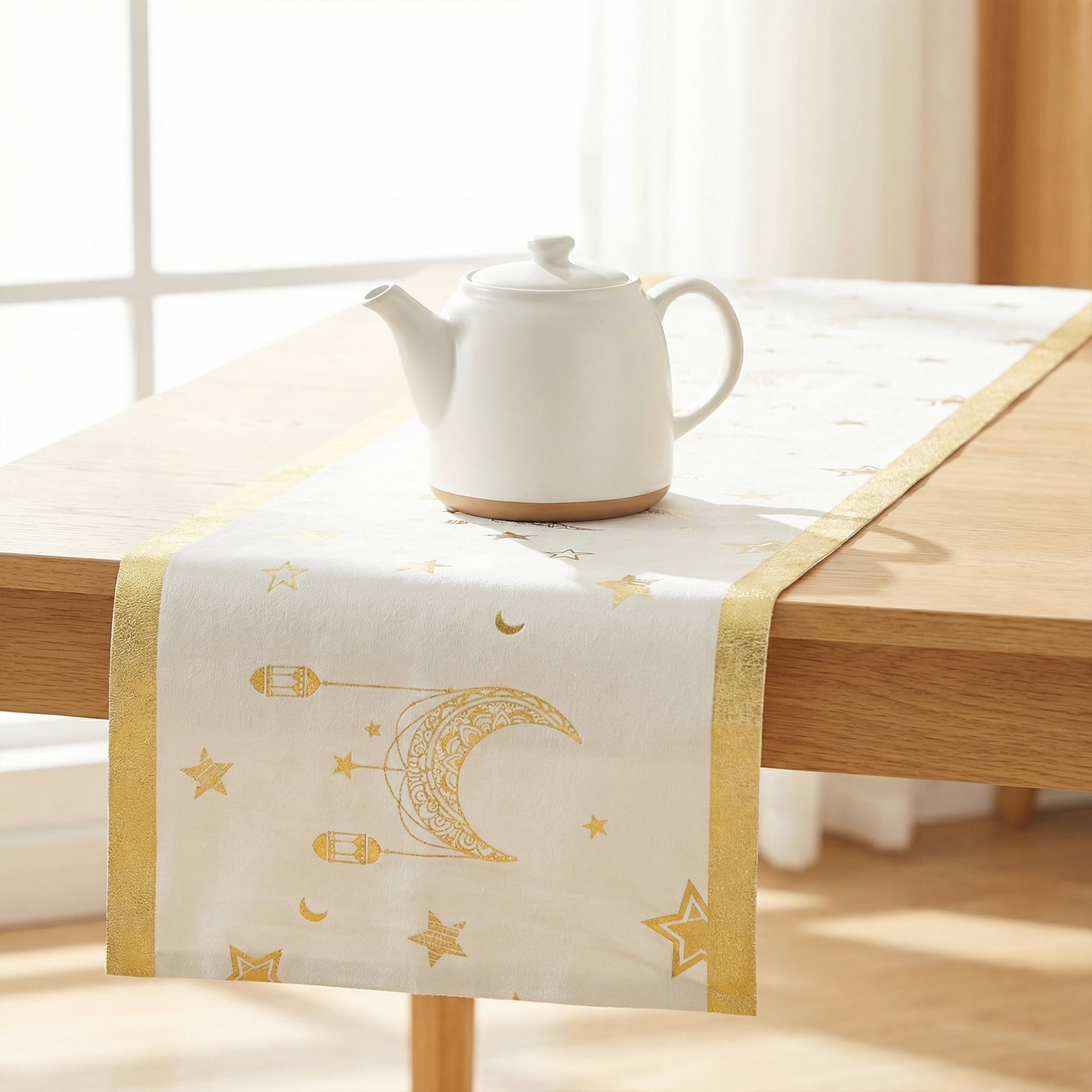 Unique Bargains Long Polyester Kitchen Runner Table Runner for Decor White 13"x63"