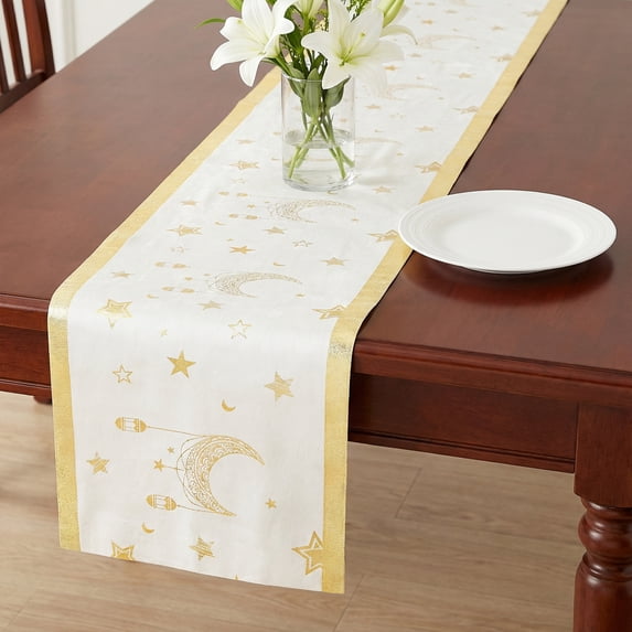 Unique Bargains Long Polyester Kitchen Runner Table Runner for Decor White 13"x82.7"