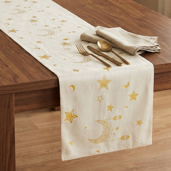 Unique Bargains Long Printed Polyester Table Runner for Decorations White 13"x63"