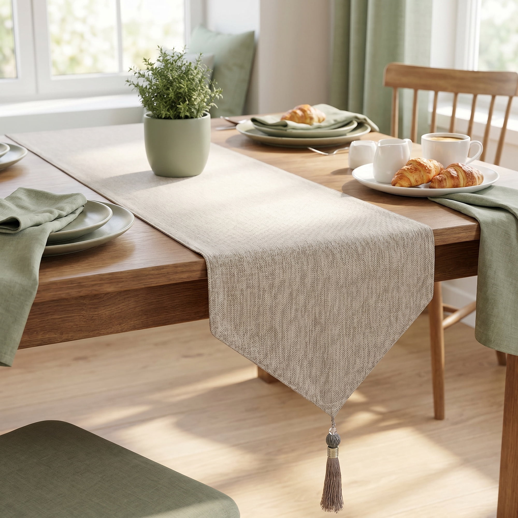 Unique Bargains Long Washable Cotton Table Runner Light Gray 12.6" x 70.9"
