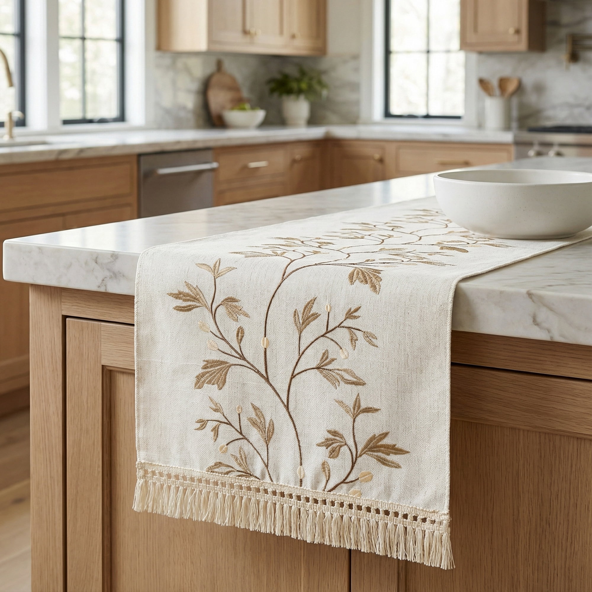 Unique Bargains Long Washable Floral Table Runner for Dining Decor Coffee 15.4"x94.5"