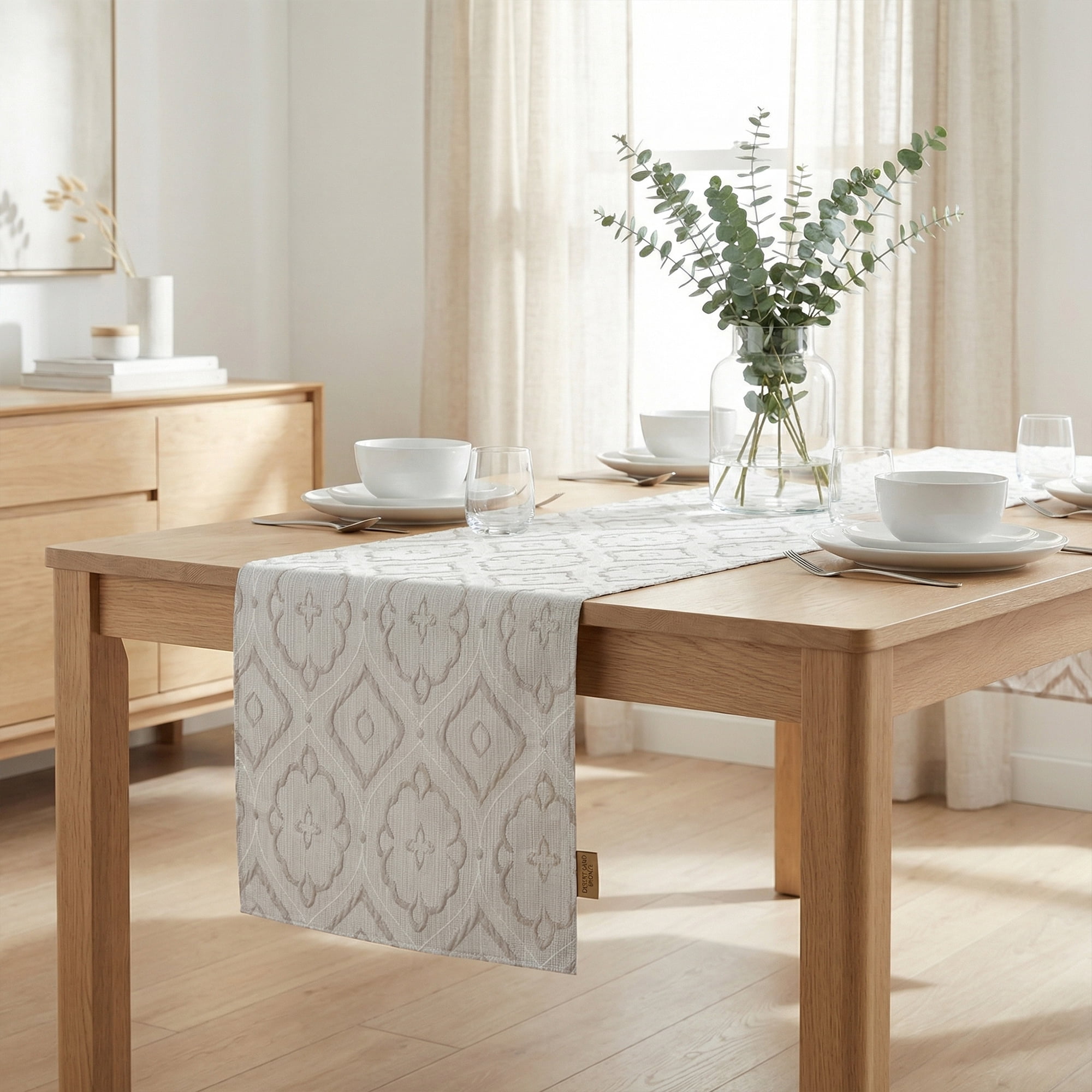 Unique Bargains Long Washable Polyester Runner Table Runner for Table Gray 13.8"x106.3"