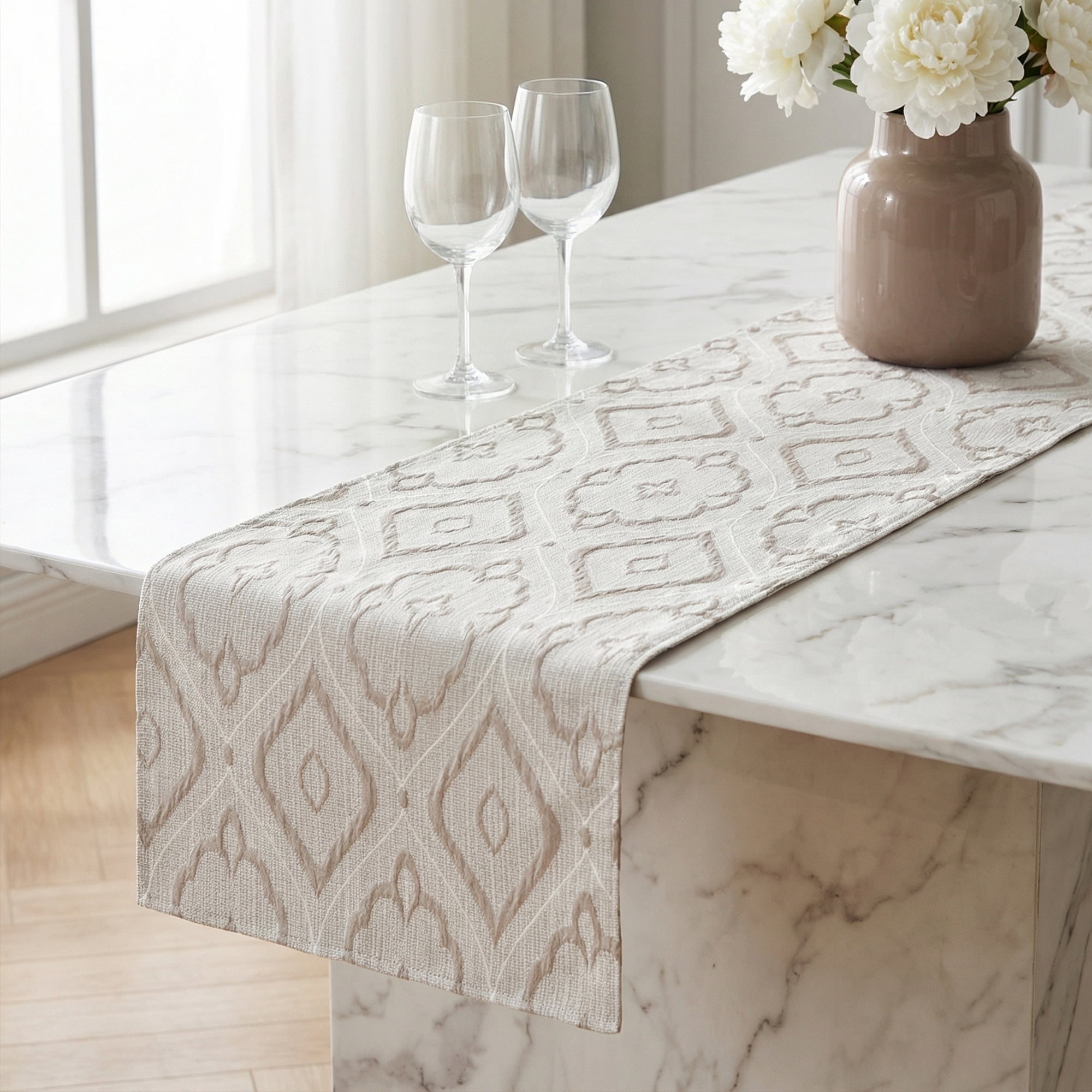 Unique Bargains Long Washable Polyester Runner Table Runner for Table Gray 13.8"x63"