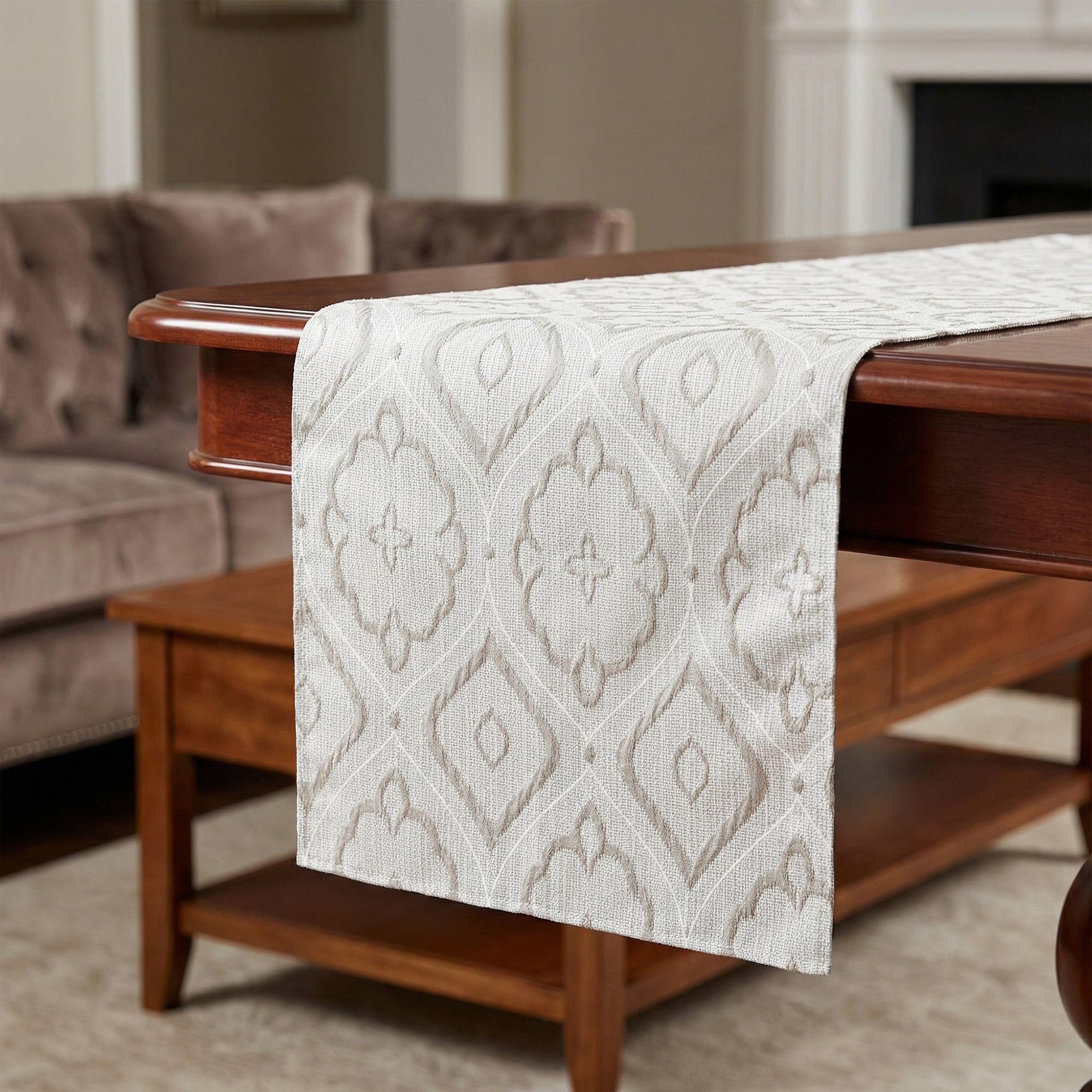Unique Bargains Long Washable Polyester Runner Table Runner for Table Gray 13.8"x70.9"