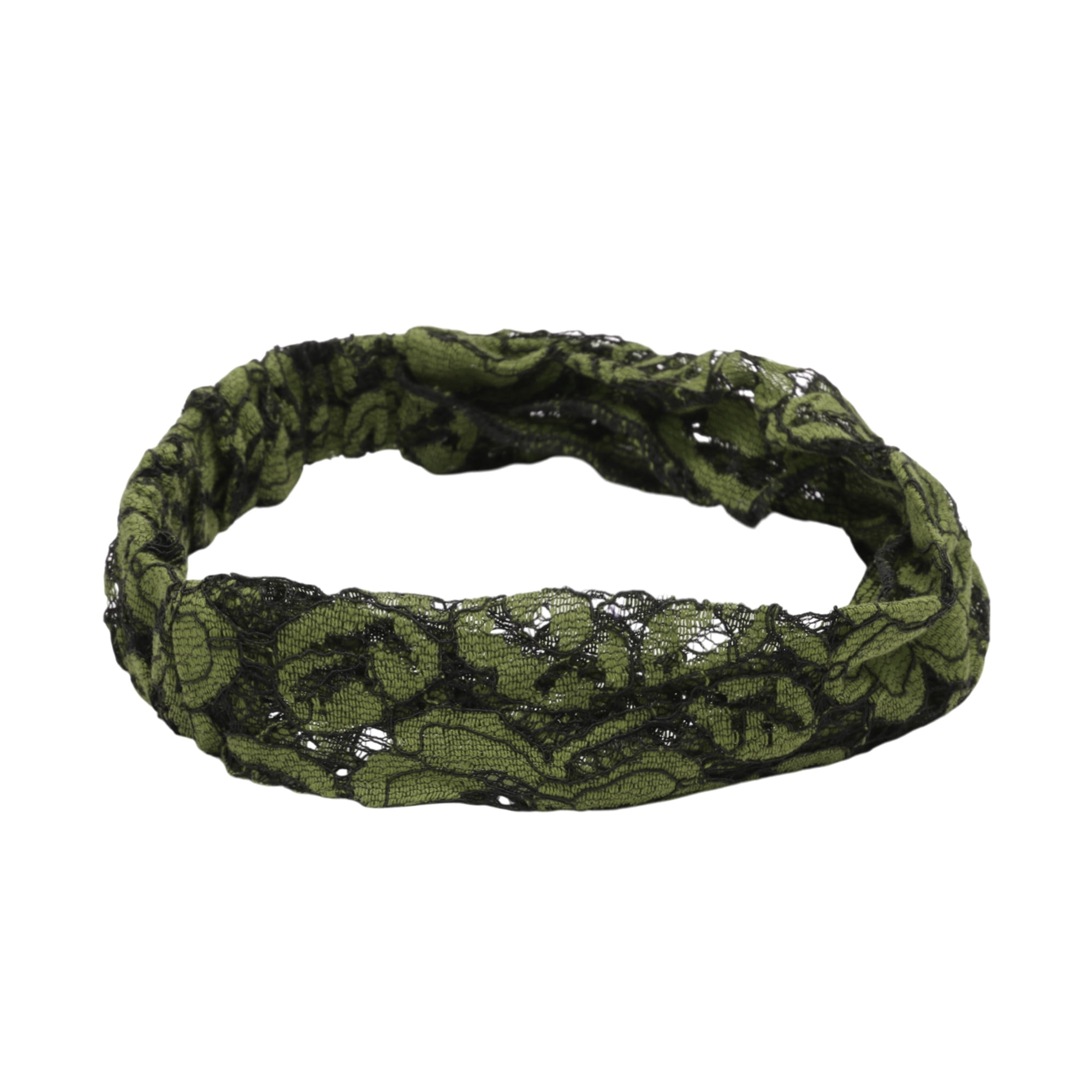 Unique Bargains Lotus Wide Lace Headband 1 Pc Green