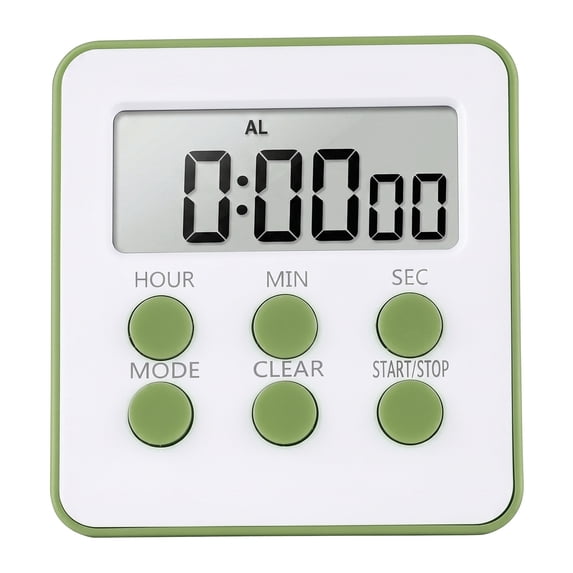Unique Bargains Loud Alarm Clock Magnetic Backing Stand Cooking Timer Green