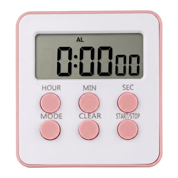 Unique Bargains Loud Alarm Clock Magnetic Backing Stand Cooking Timer Pink