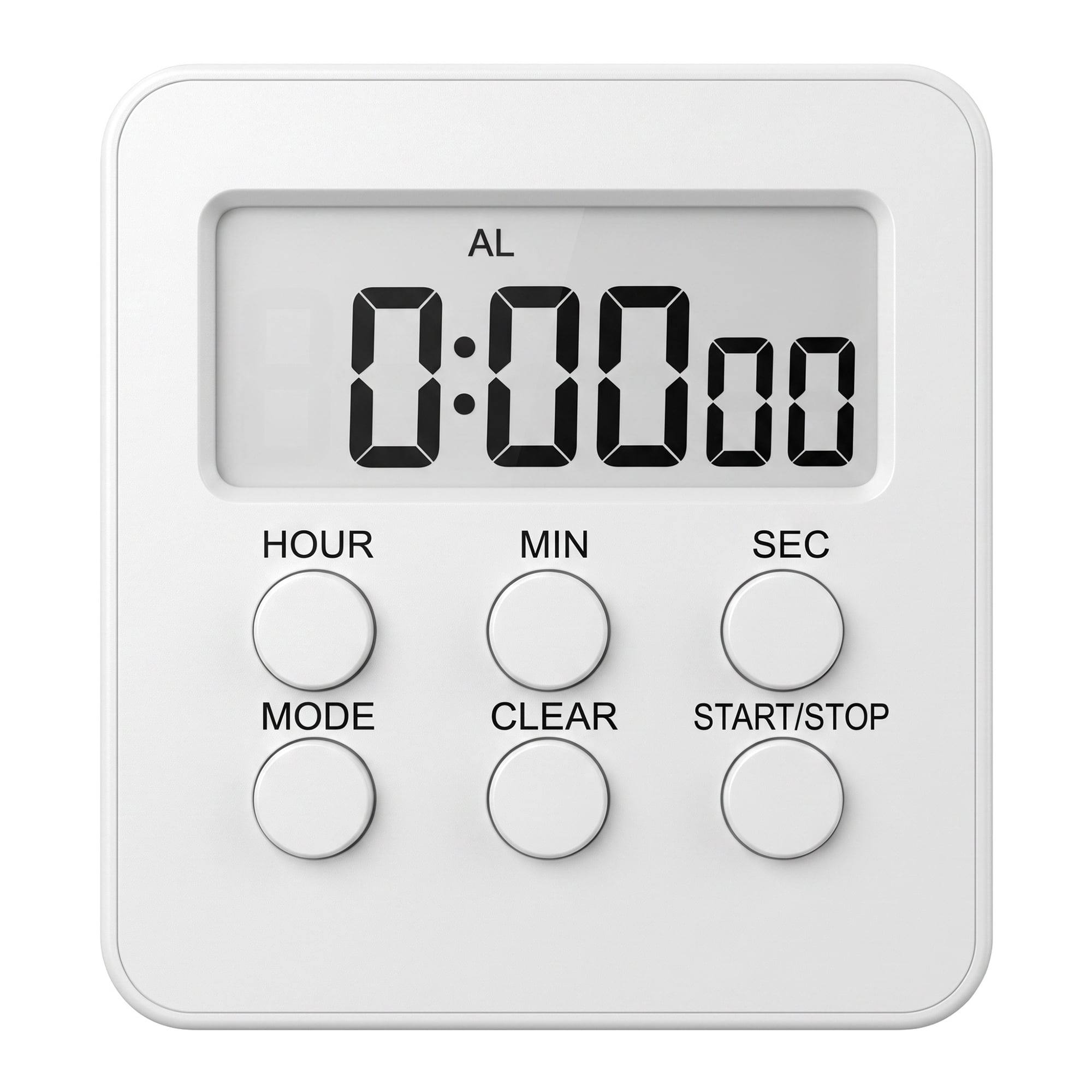 Unique Bargains Loud Alarm Clock Magnetic Backing Stand Cooking Timer White