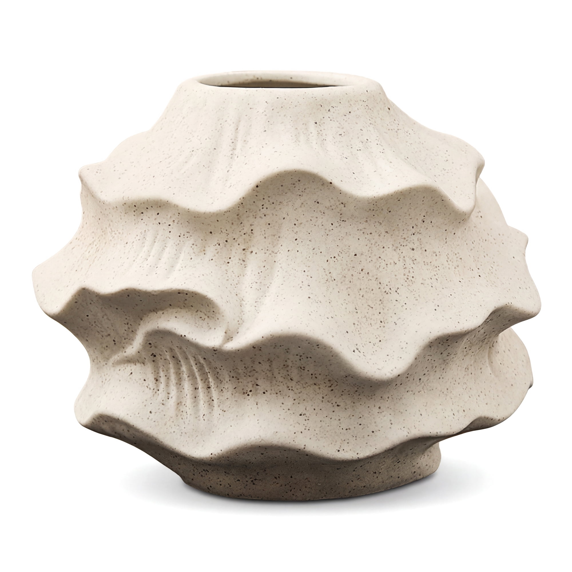 Unique Bargains Low Cylinder Ceramic Vase Wide Matte White Decorative Bowl Beige