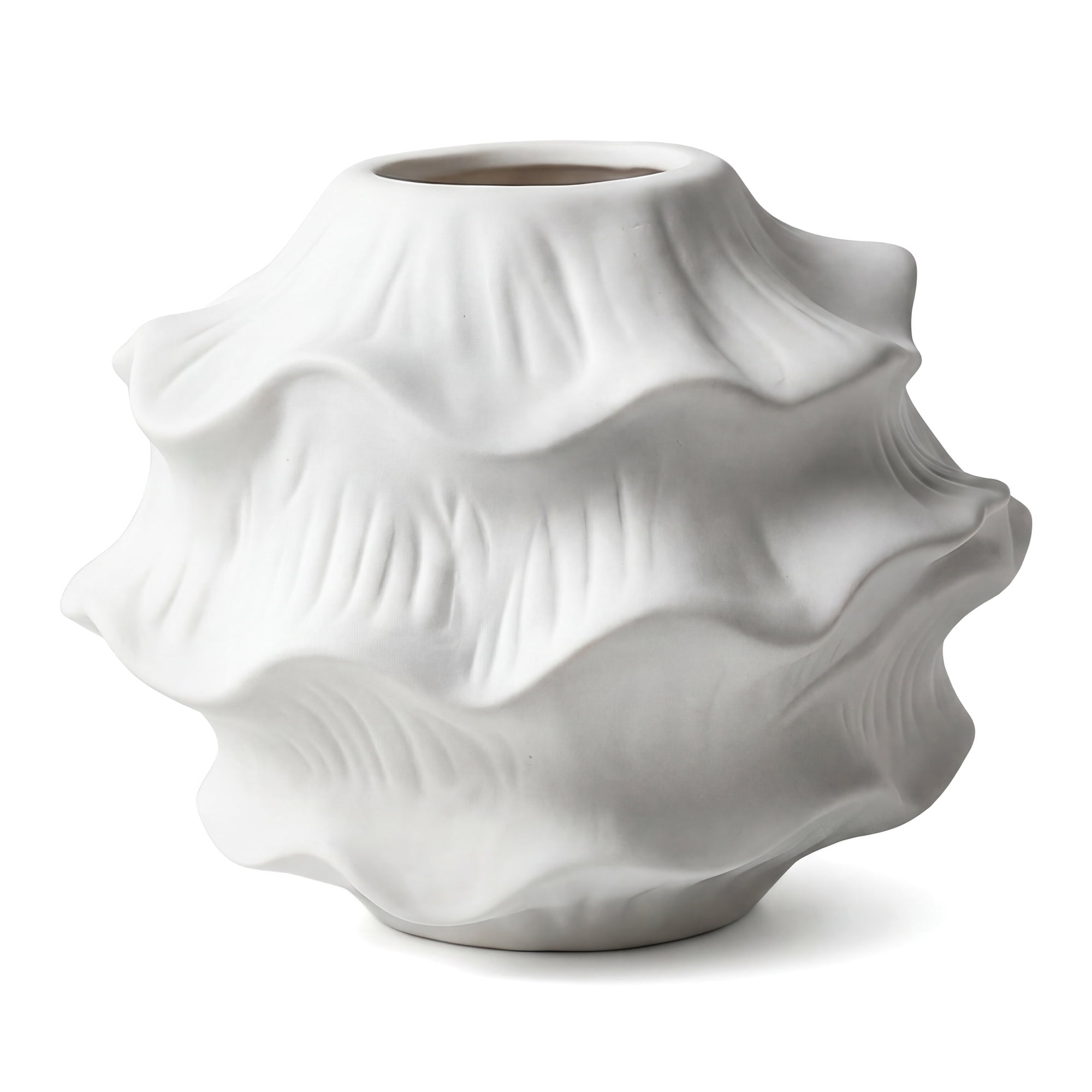 Unique Bargains Low Cylinder Ceramic Vase Wide Matte White Decorative Bowl White