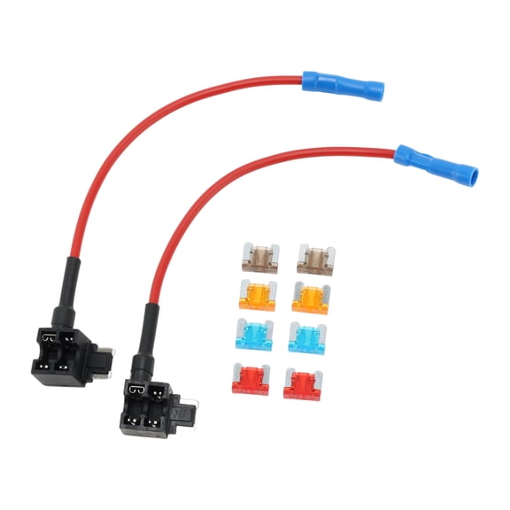 Unique Bargains Low Profile Fuse Tap Adapter Fuse Tap Kit Fuse Tap Holder Fuse Holder Connector 2 Pack 32V Blade Fuse Holder w/ 8 Fuses (5A+7.5A+10A+15A)
