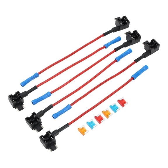 Unique Bargains Low Profile Fuse Tap Adapter Fuse Tap Kit Fuse Tap Holder Fuse Holder Connector 6 Pack 32V Blade Fuse Holder w/ 6 Fuses (5A+10A+15A)