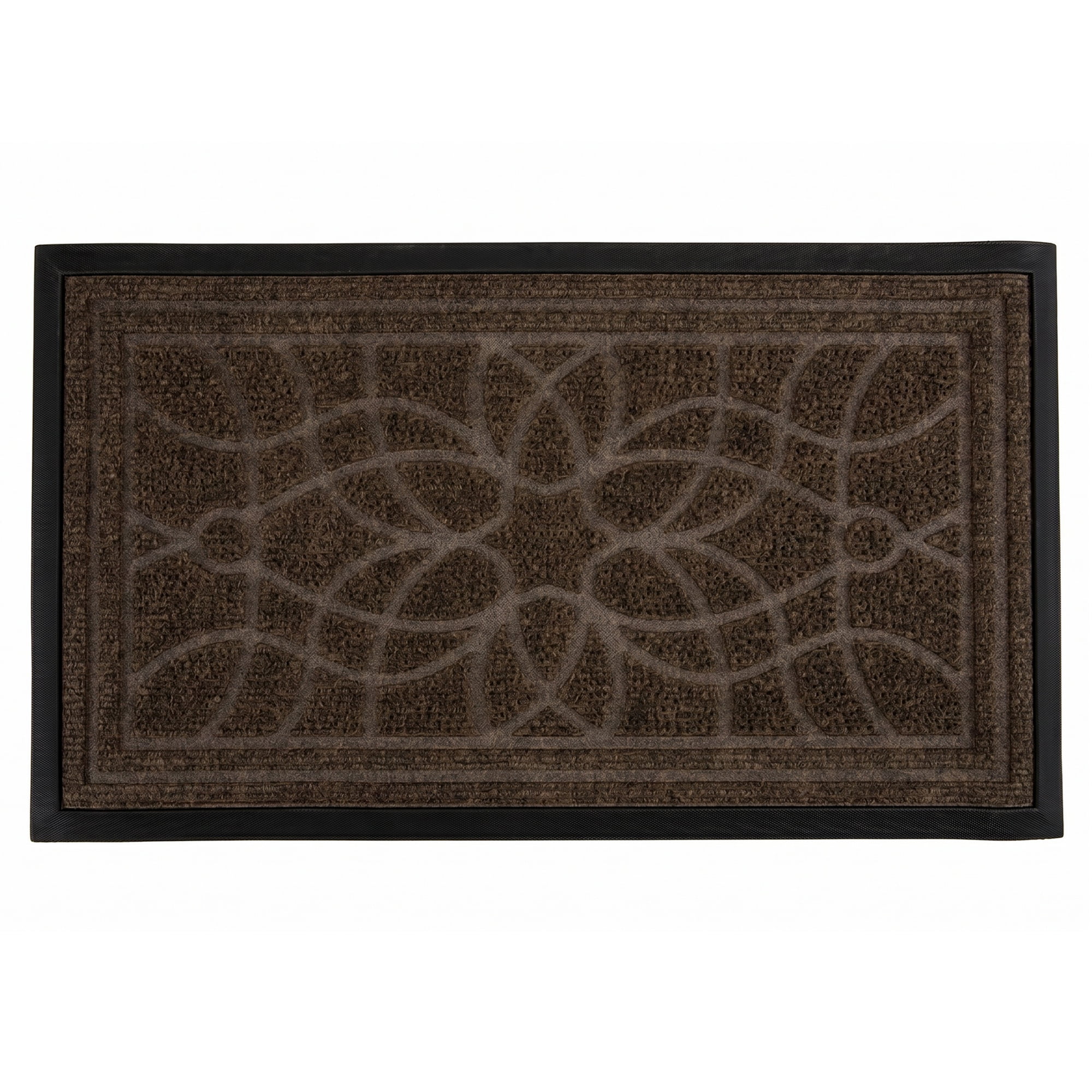 Unique Bargains Low-Profile Waterproof Non-Slip Geometric Scraper Brown 30" x 18"