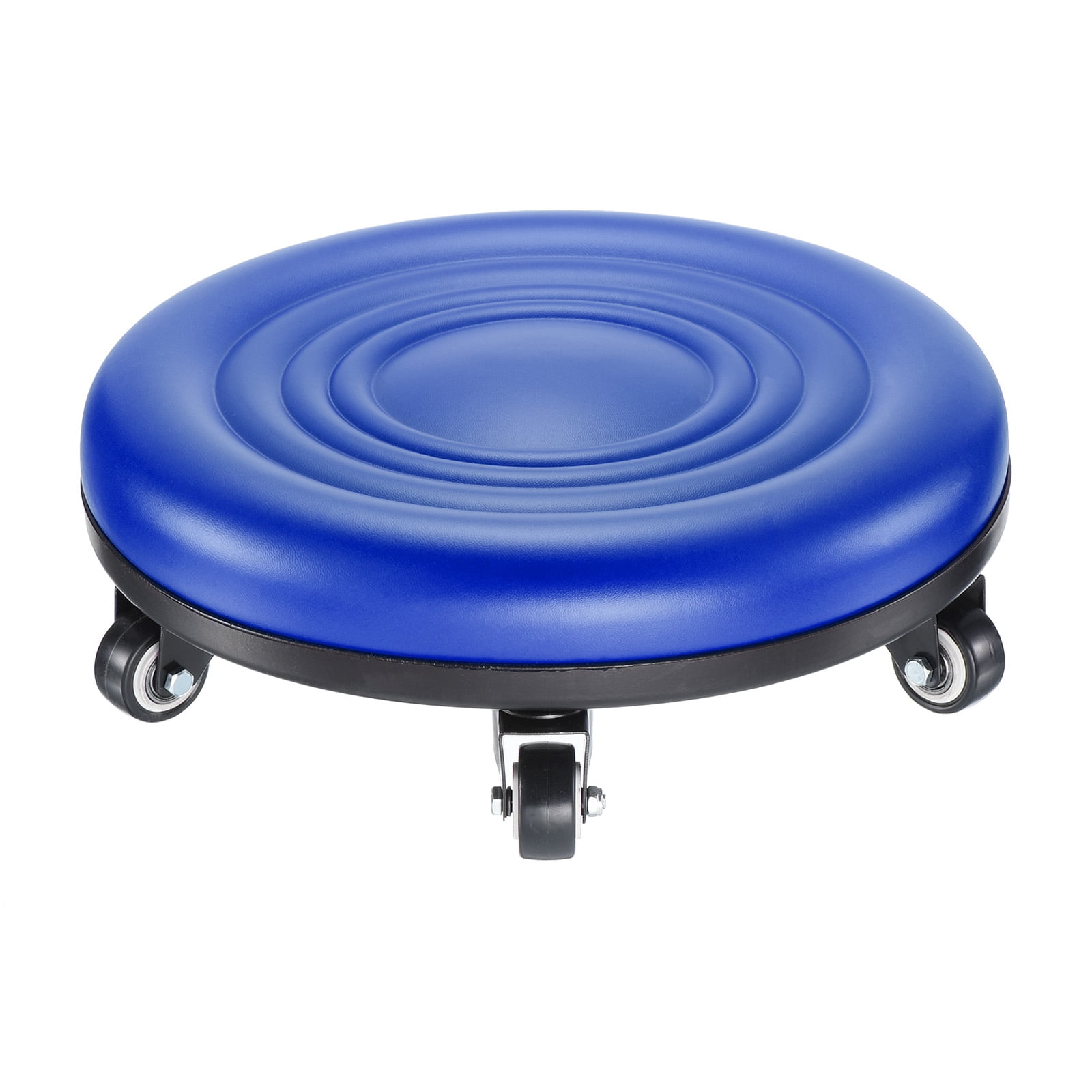 Unique Bargains Low Roller Seat Wheel Stool Chair PU Leather Rolling Stool Blue