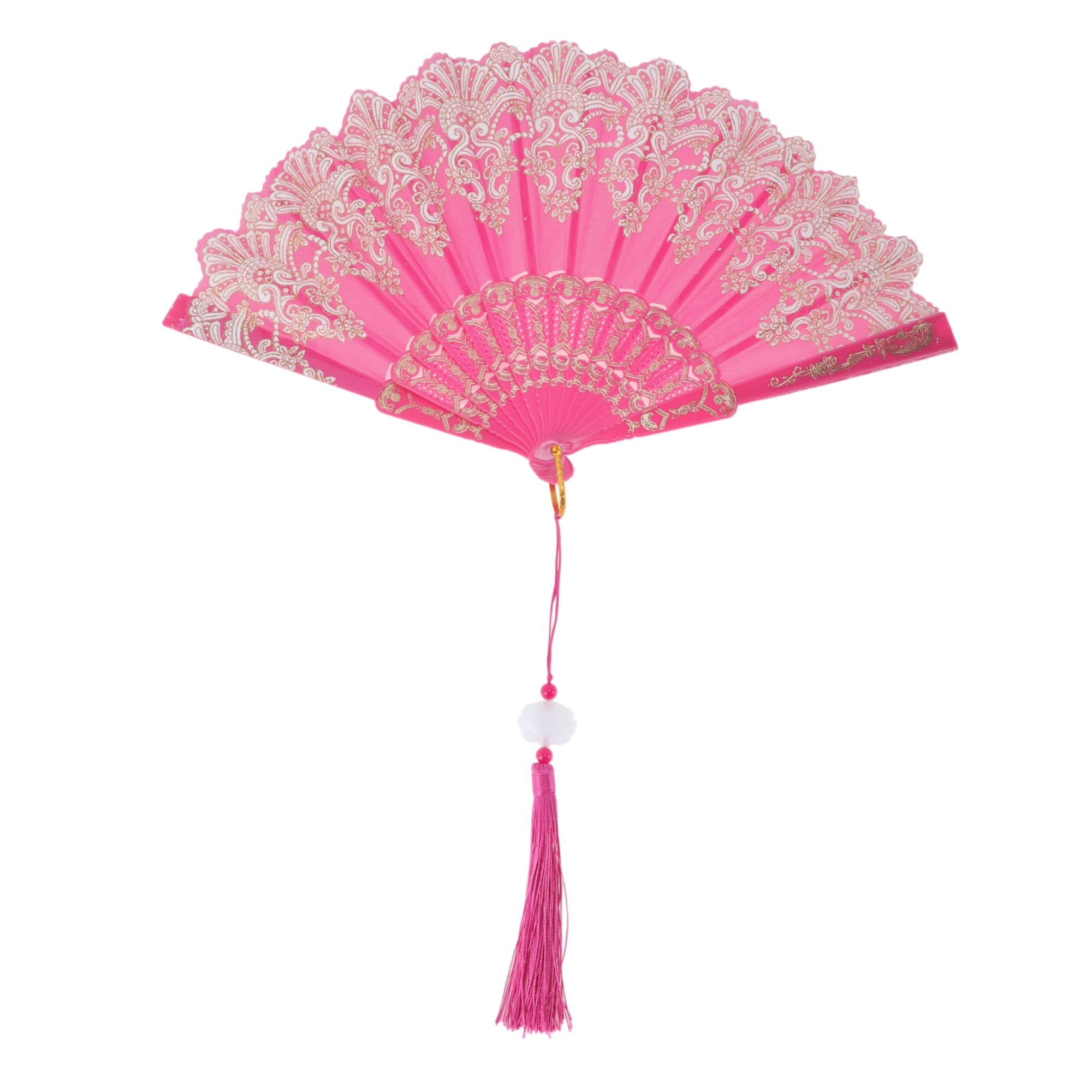 Unique Bargains Lucky Cloud Pattern Folding Fan 1 Pc for Events Decorations Rose Red