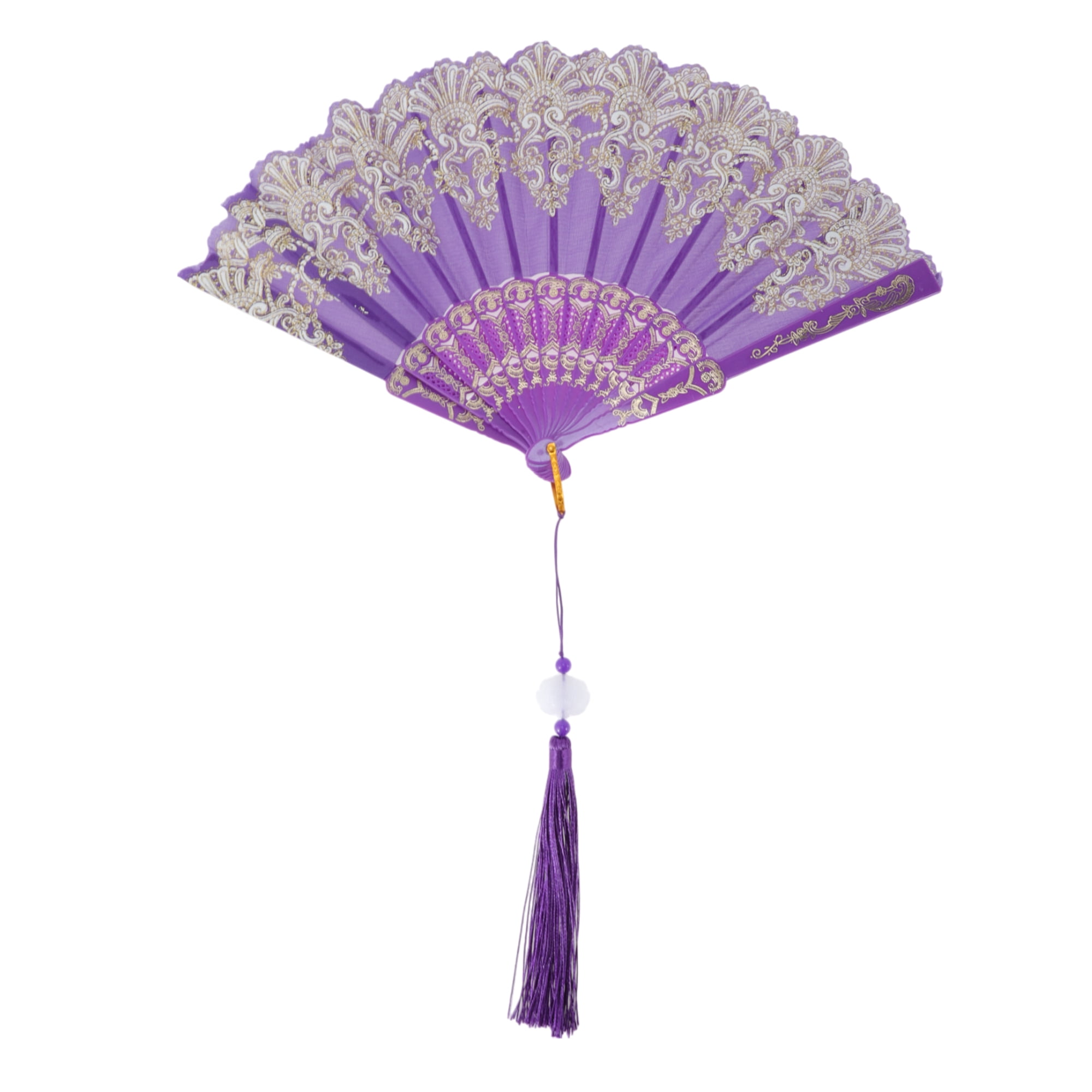 Unique Bargains Lucky Cloud Pattern Folding Fan 1 Pc for Summer Events Decorations Purple