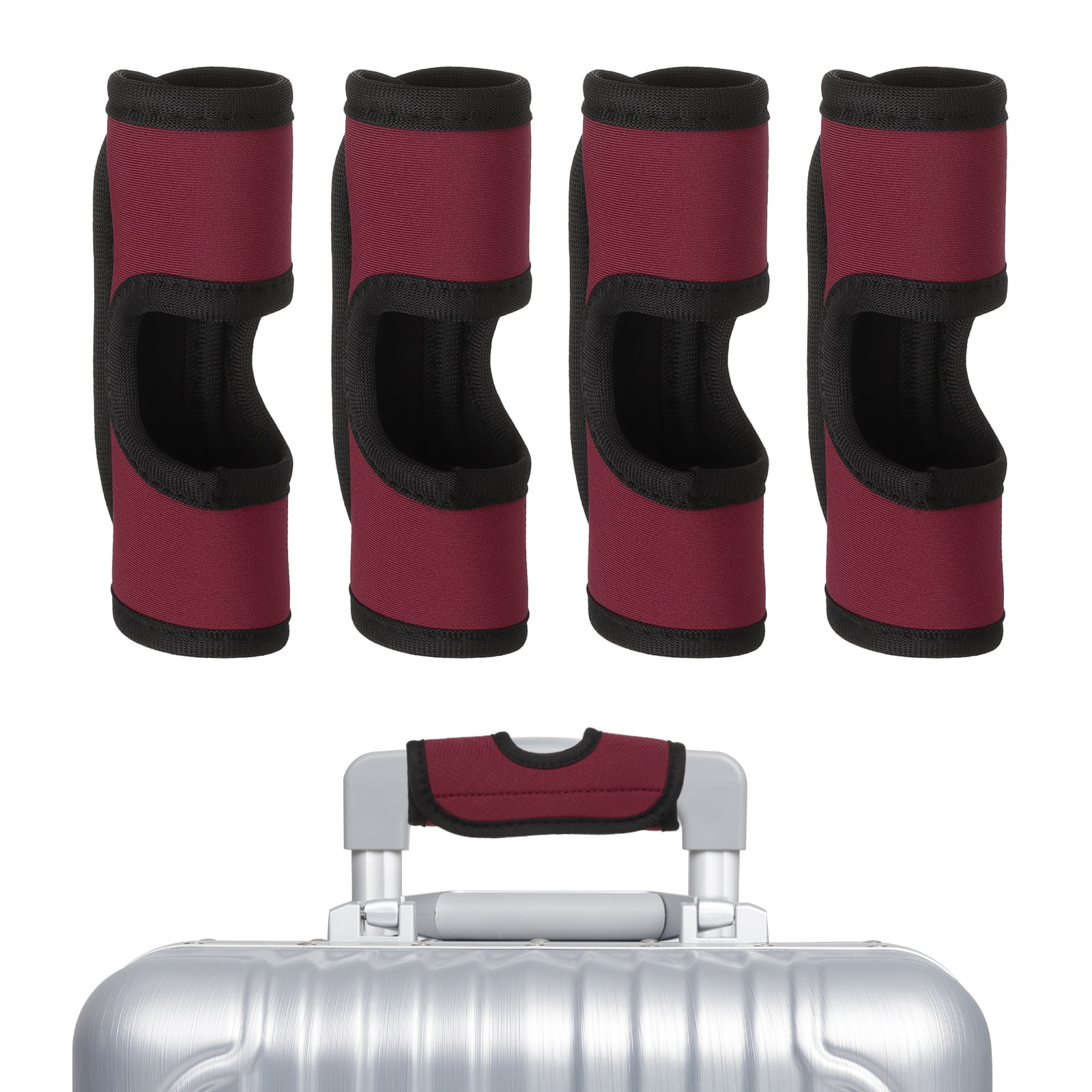 Unique Bargains Luggage Handle Wrap Hollow Neoprene for Travel Bag Wine Red