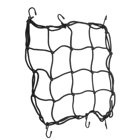 Unique Bargains Luggage Net 12" x 12" Motorcycle Cargo Net Luggage Thicken Netting W/ 4 x 4 Small Mesh Metal Hooks Black