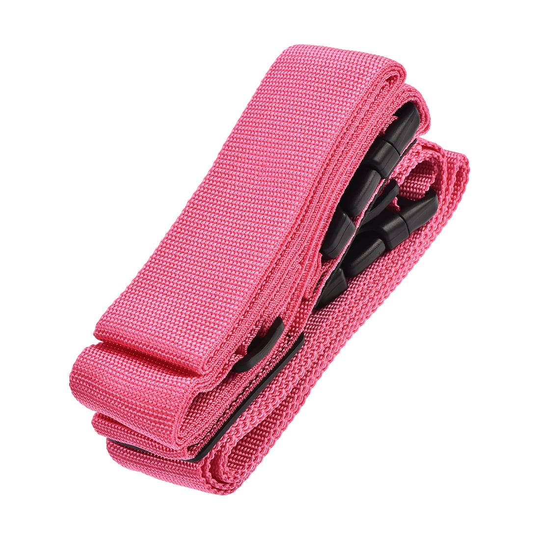 Unique Bargains Luggage Strap Suitcase Belt with 2 Buckles Cross Adjustable Accessory Rose Red