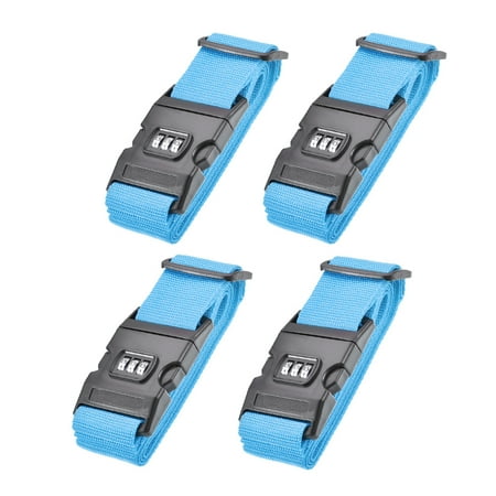 Unique Bargains Luggage Straps Suitcase Belts with Buckle Adjustable Packing Accessories Sky Blue