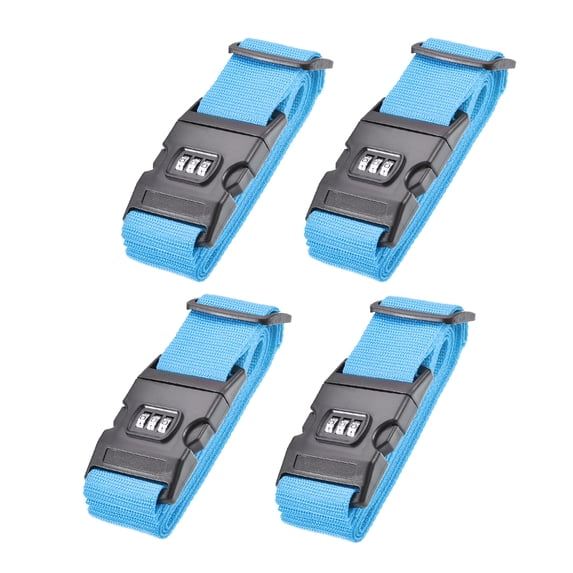Unique Bargains Luggage Straps Suitcase Belts with Buckle Adjustable Packing Accessories Sky Blue