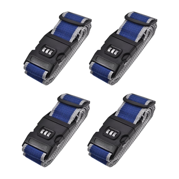Unique Bargains Luggage Straps Suitcase Belts with Buckle Combination Lock Bag Packing Blue