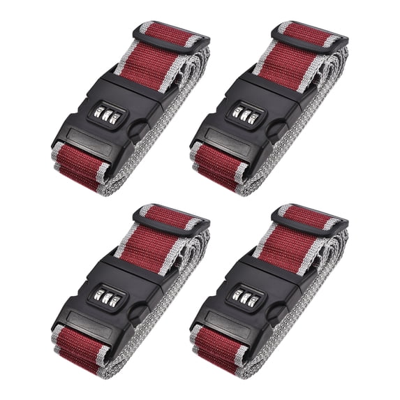 Unique Bargains Luggage Straps Suitcase Belts with Buckle Combination Lock Bag Packing Red
