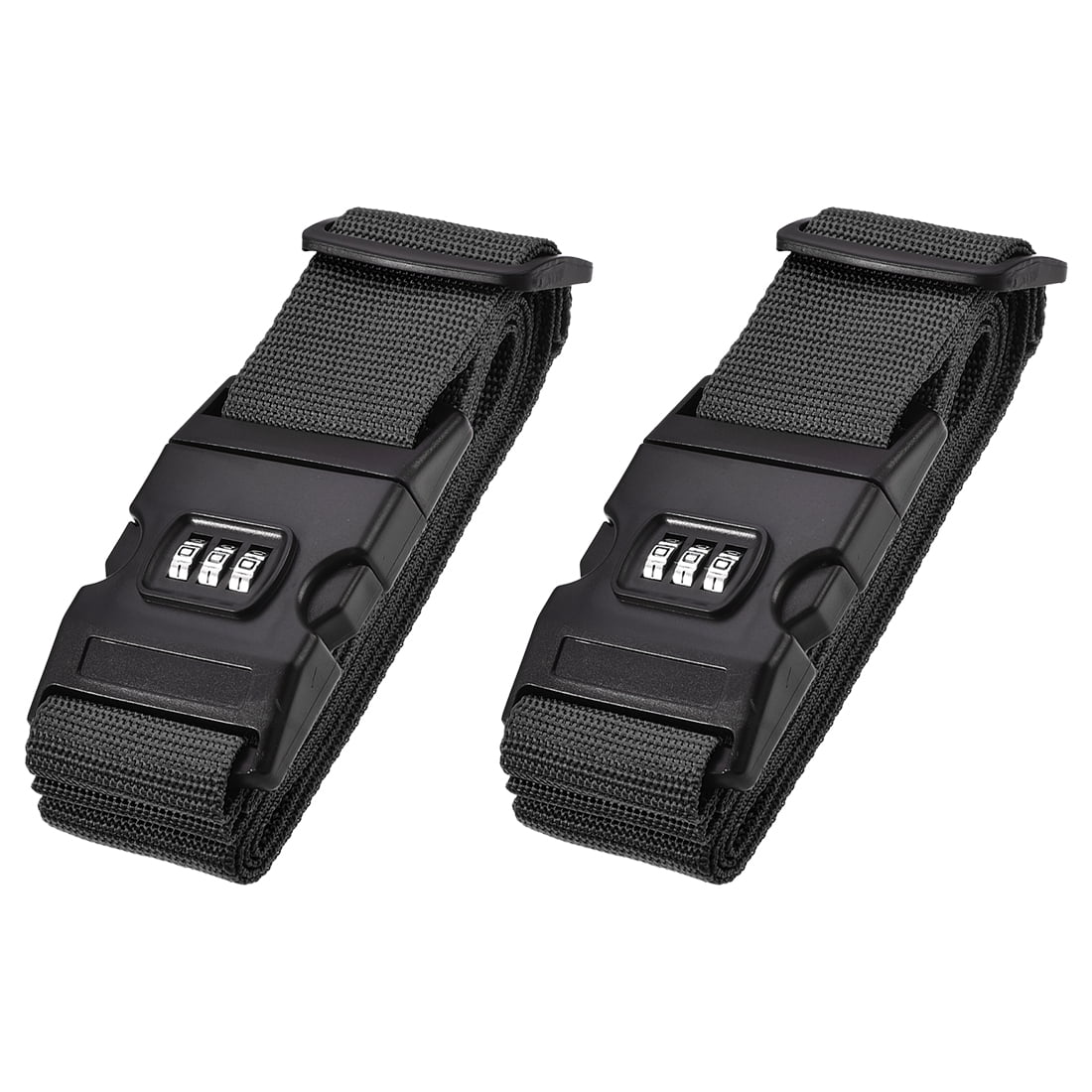 Unique Bargains Luggage Straps Suitcase Belts with Buckle PP Travel Packing Accessories Black