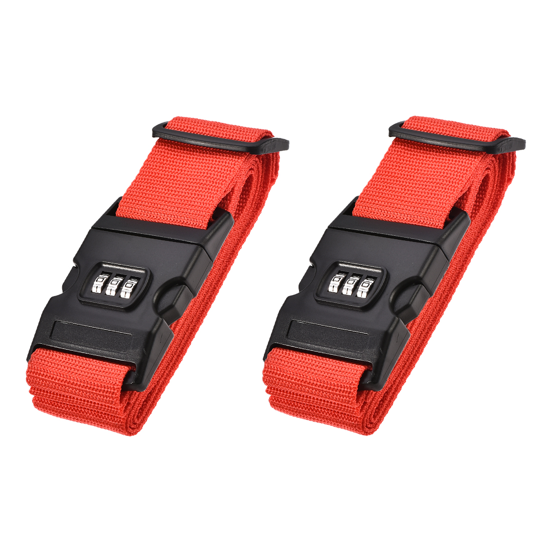 Unique Bargains Luggage Straps Suitcase Belts with Buckle PP Travel Packing Accessories Red