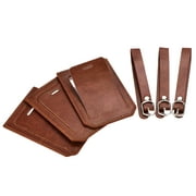 Unique Bargains Luggage Tag PU Holders Baggage Label Identifier with Strap Brown