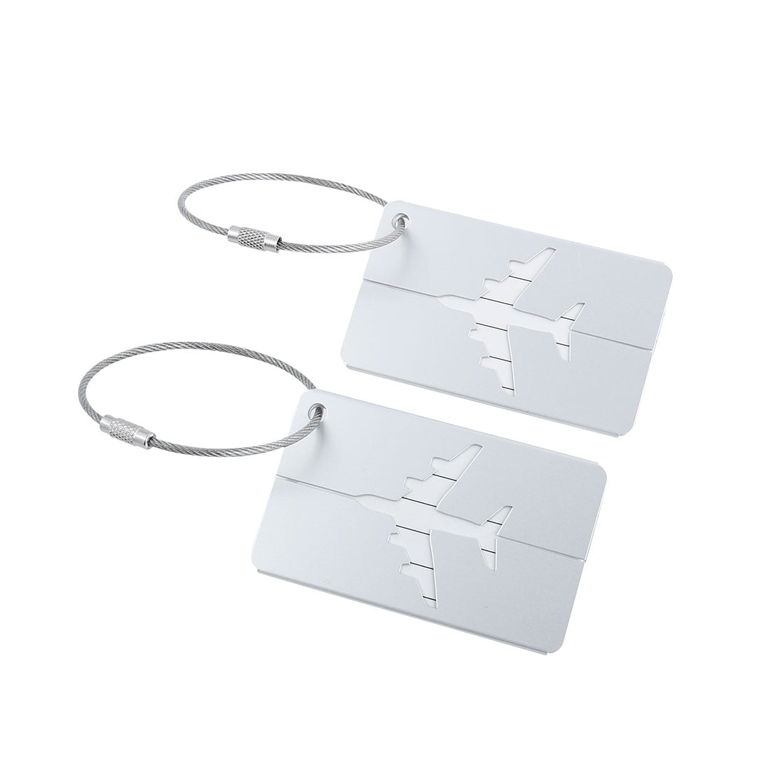 Unique Bargains Luggage Tags Aluminium Metal Bag Travel ID Labels Tag Suitcase Card Silver