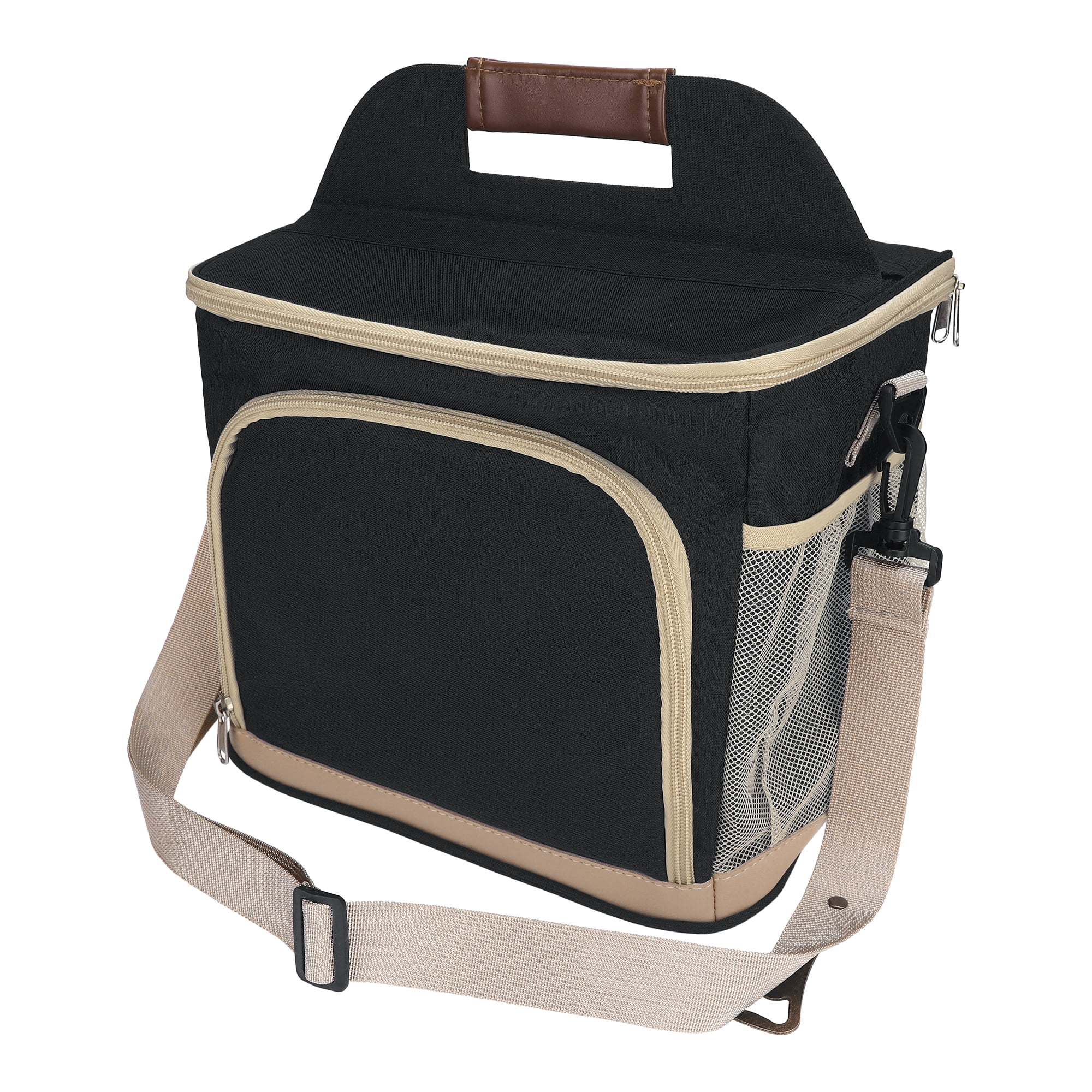 Unique Bargains Lunch Bag Insulated Lunch Bag with Adjustable Shoulder Strap Black