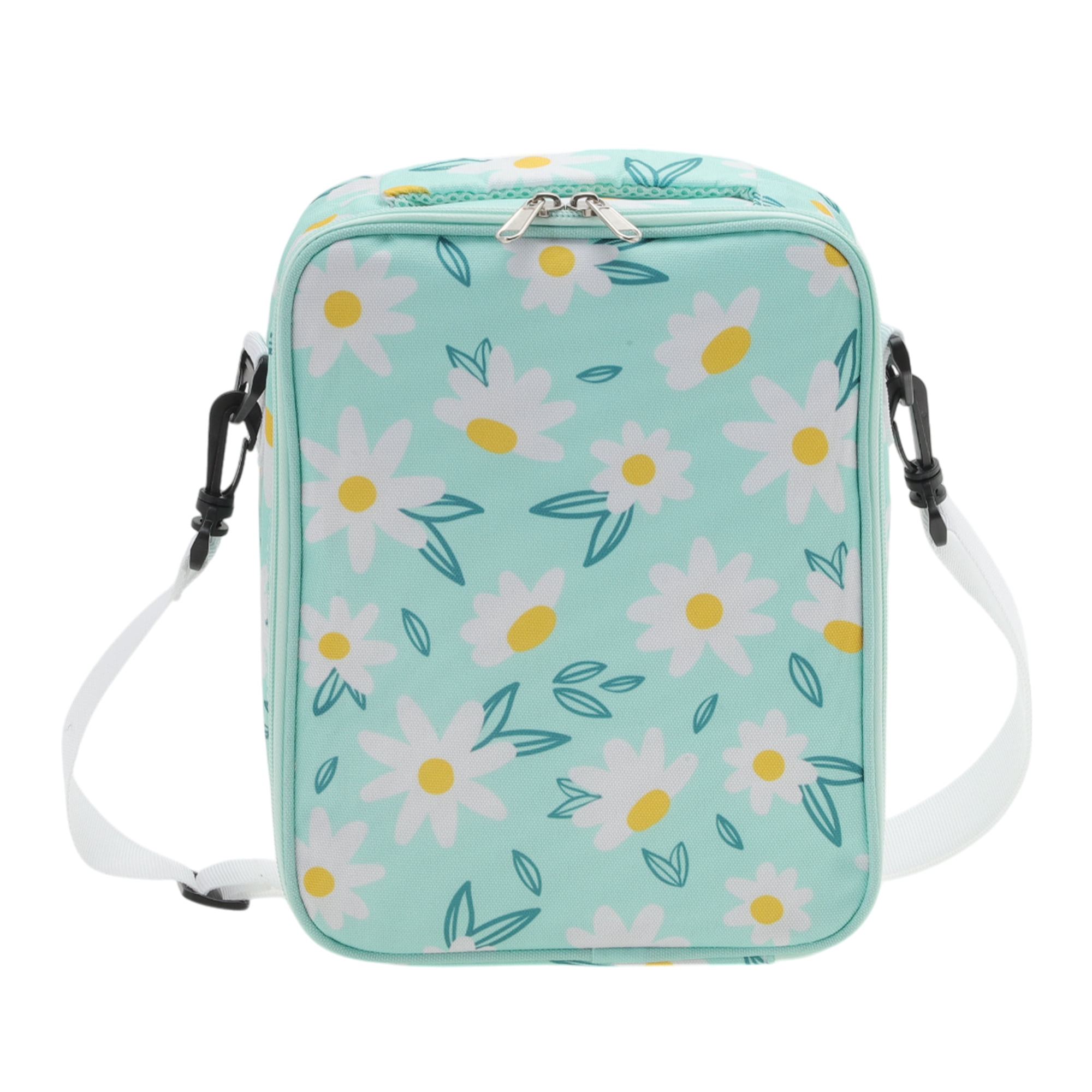 Unique Bargains Lunch Bag with Shoulder Strap 1 Pc Light Blue [Flower]