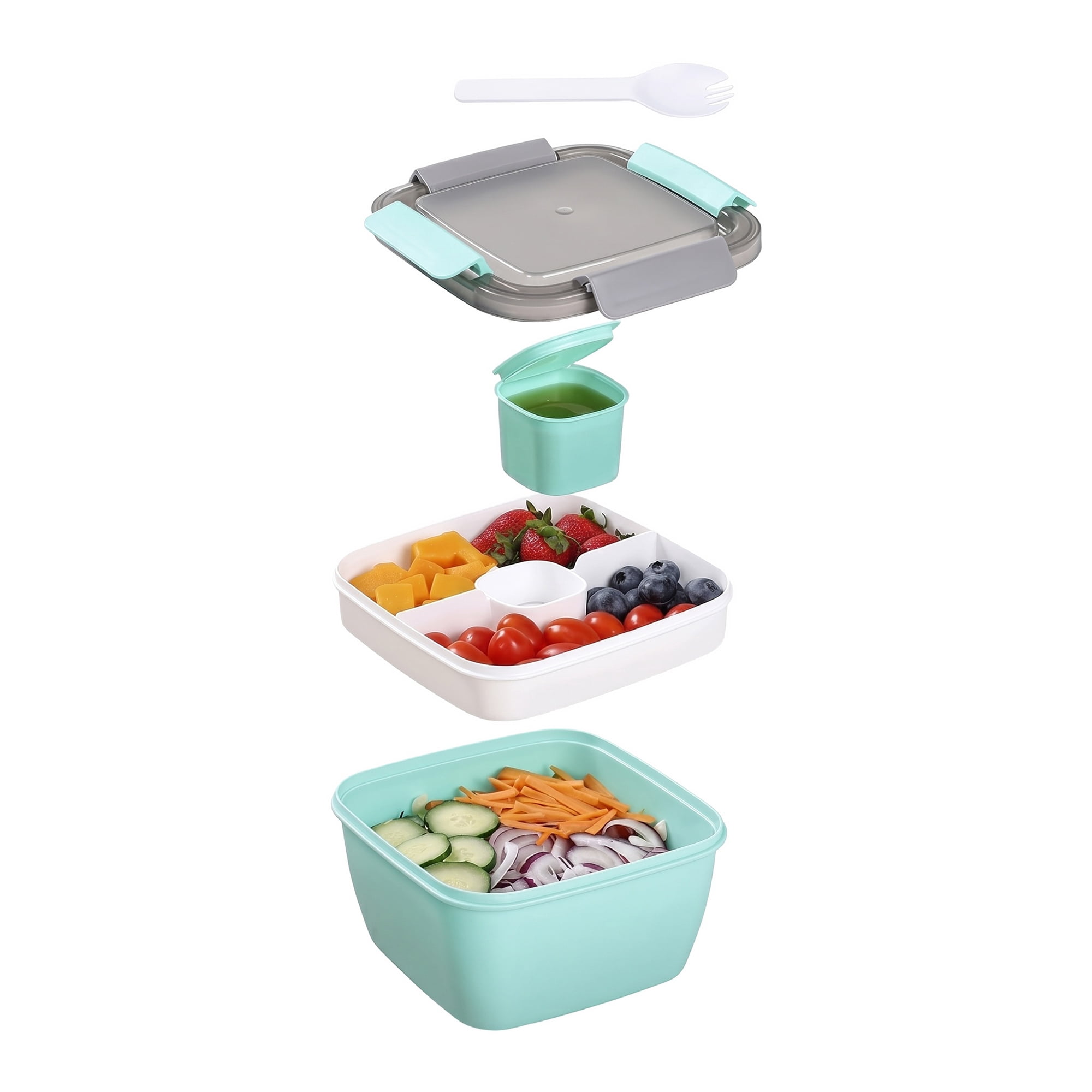 Unique Bargains Lunch Leak-Proof Meal Prep Container with Dressing Cup Green-2
