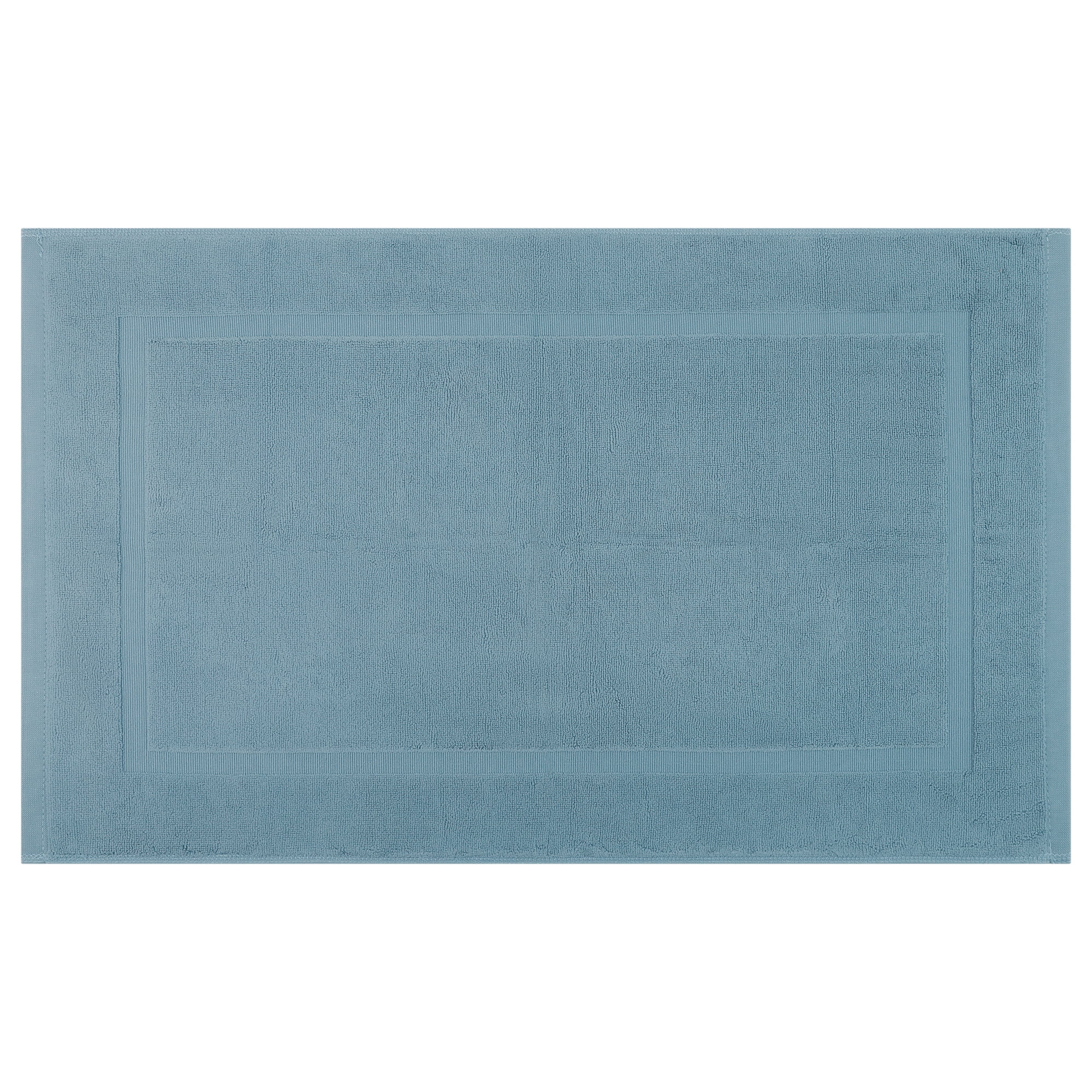 Unique Bargains Luxurious Cotton Bath Rug with Geometric Square Pattern Blue 32"x20"