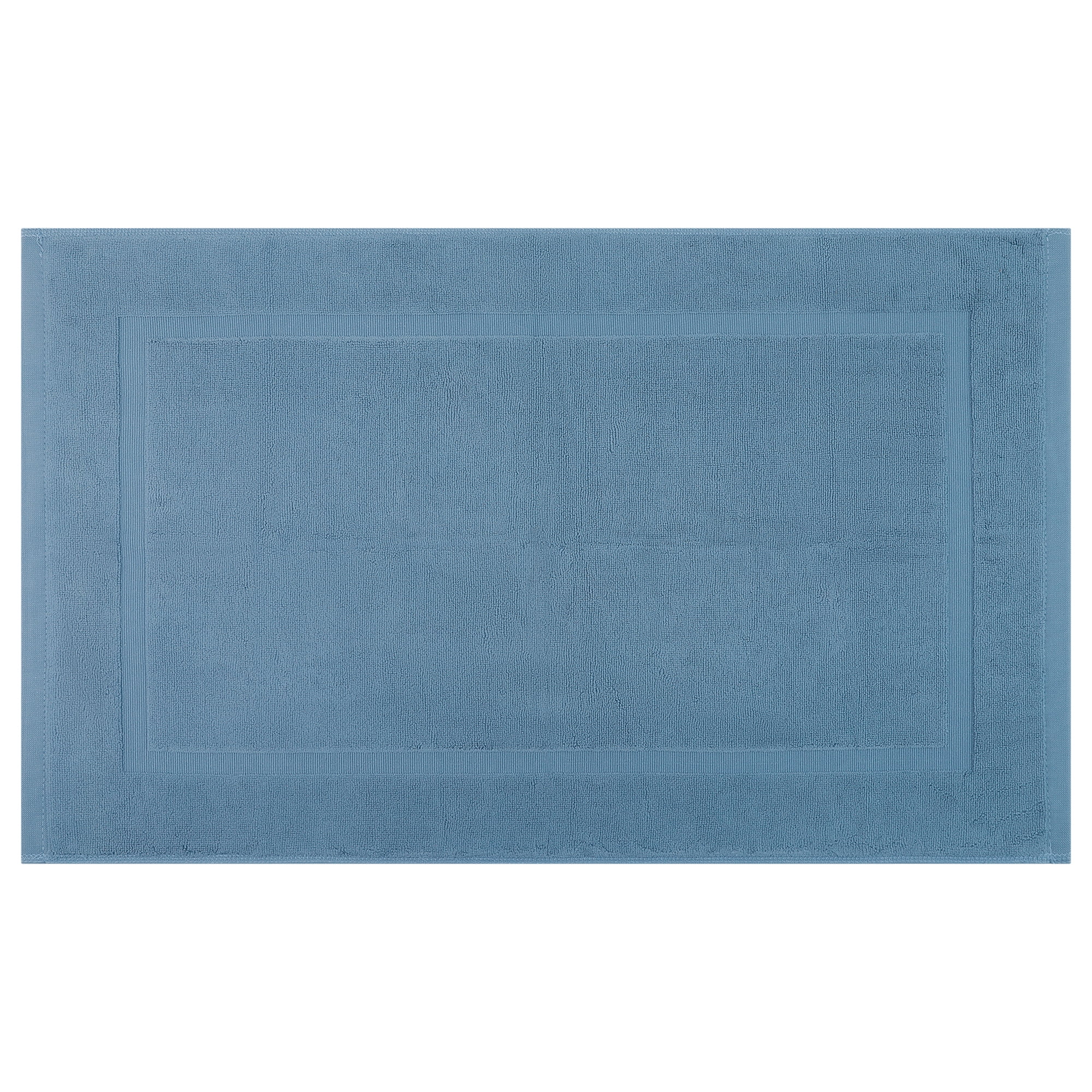 Unique Bargains Luxurious Cotton Bath Rug with Geometric Square Pattern Dark Blue 32"x20"