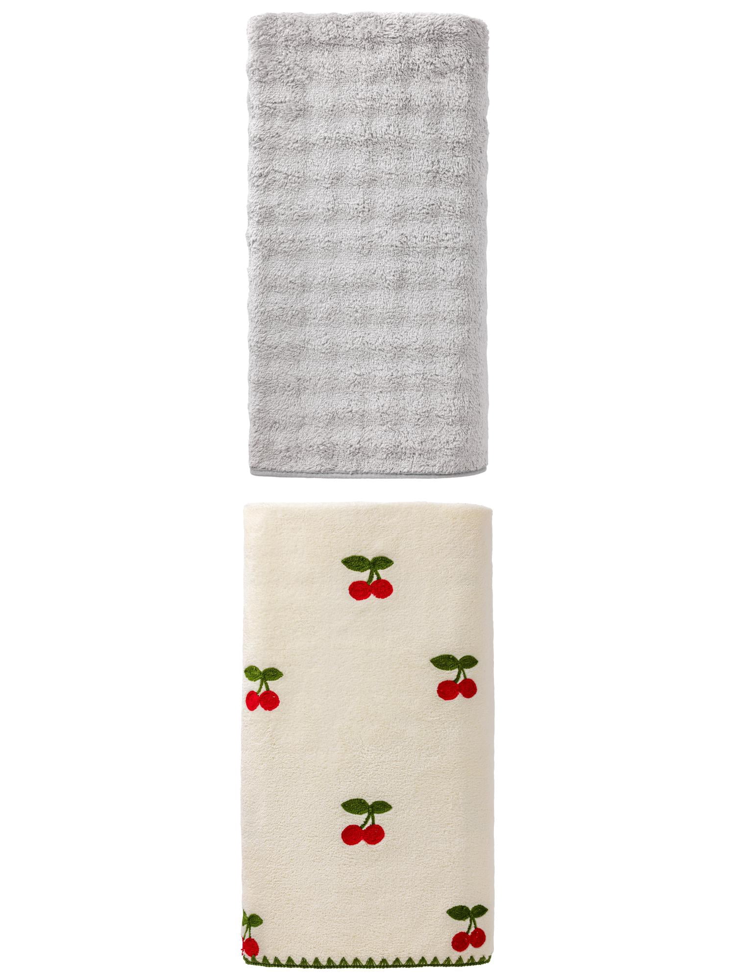 Unique Bargains Luxurious Fluffy Coral Fleece Anti-Fade Bath Towel 2 Pack Grey/White 55" x 28"