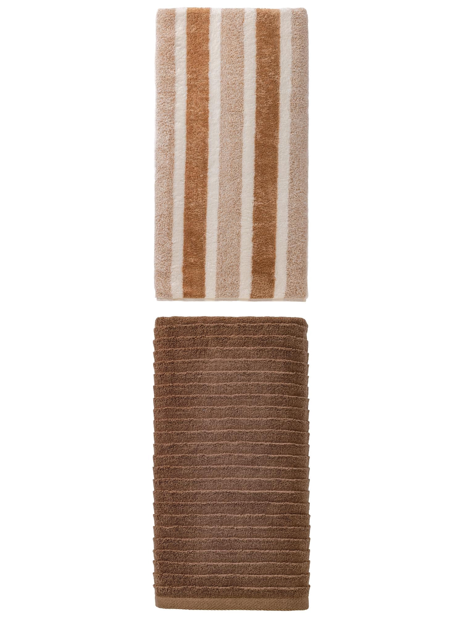 Unique Bargains Luxurious Soft Bath Towel 2 Pack Brown/Dark Brown 71" x 35"/55" x 28"