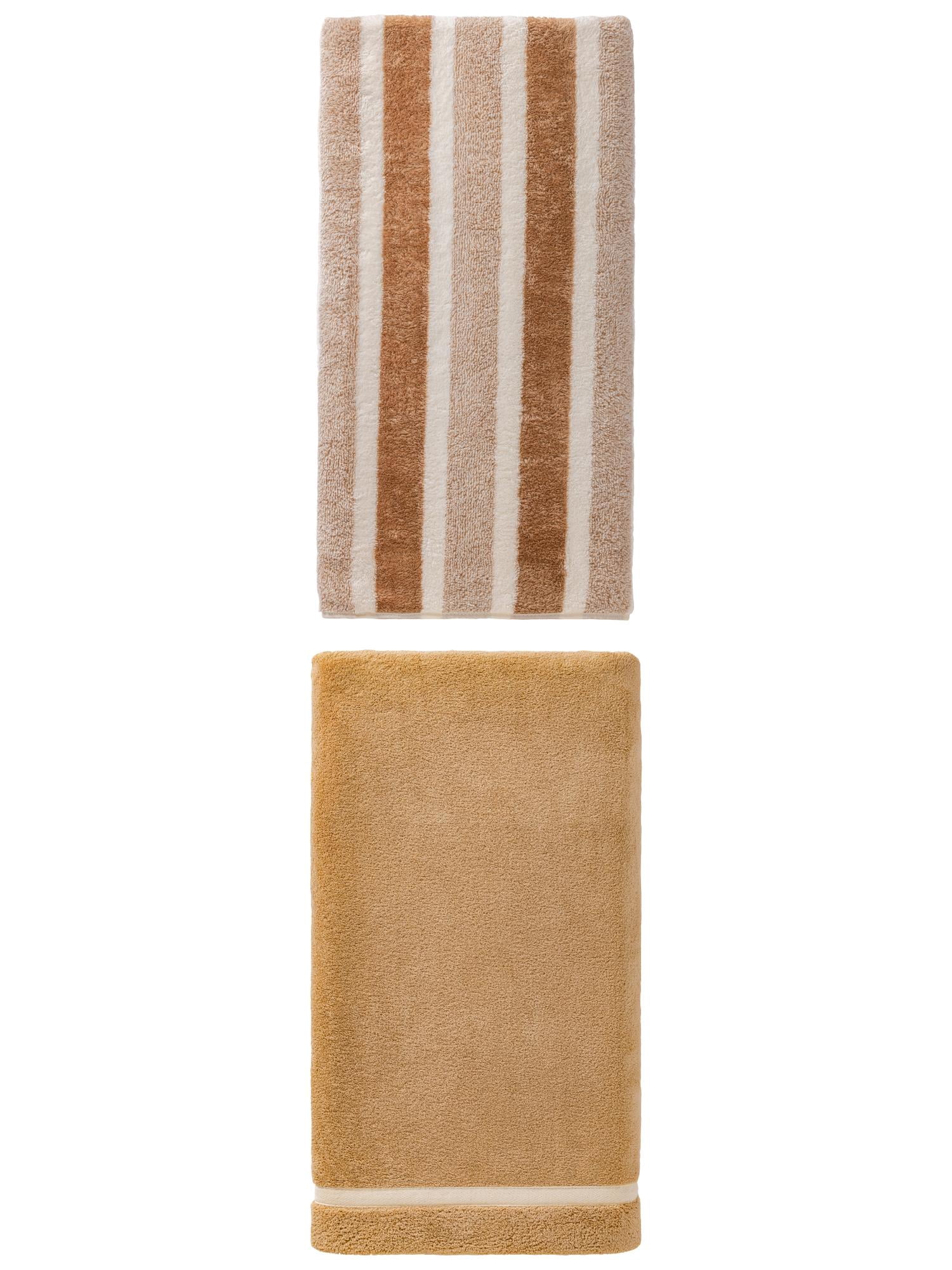 Unique Bargains 2Pcs Fluffy Absorbent Coral Fleece Bath Towel Brown 63"x31"/71"x35"