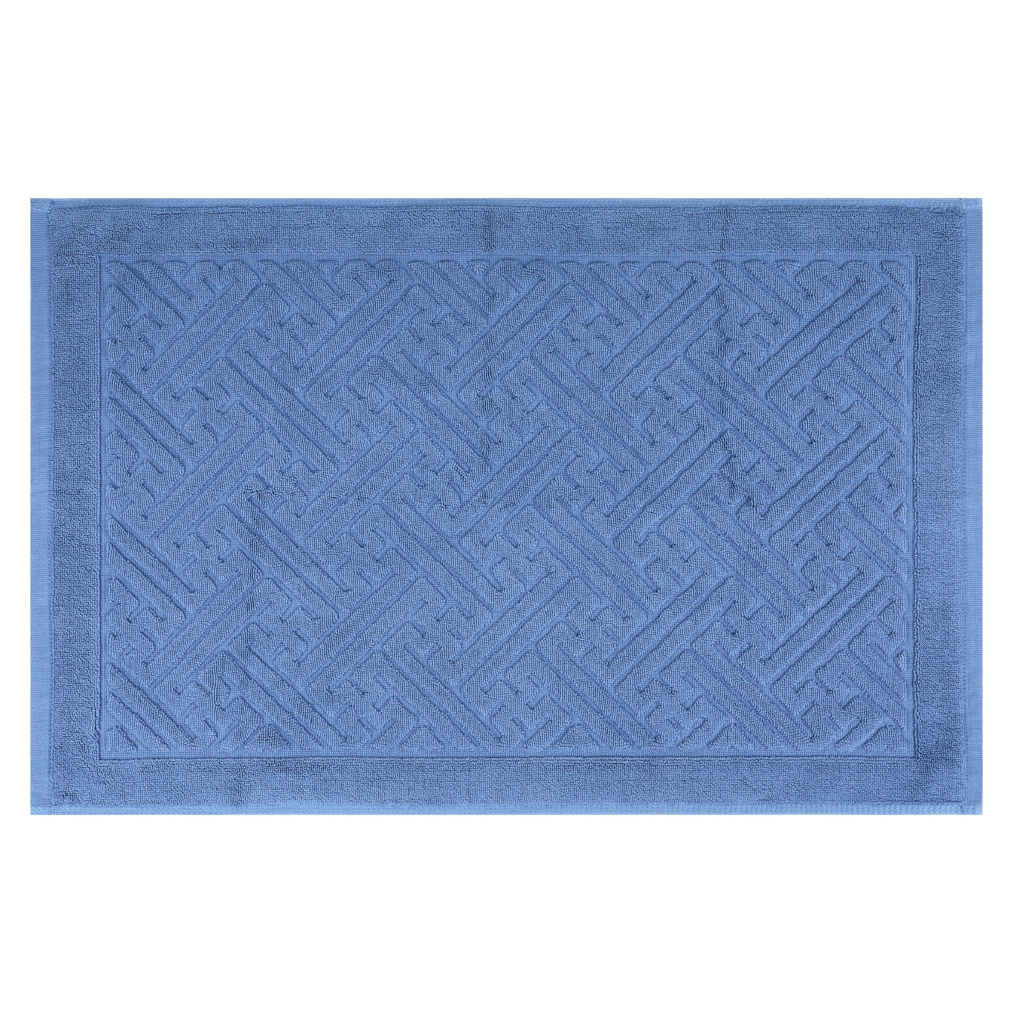 Unique Bargains Luxury Bath Mat Cotton Absorbent Hotel Spa Shower Floor Towel Blue