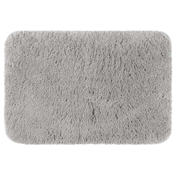 Unique Bargains Luxury Bath Mat Rug Solid Plush Shaggy Bath Carpet Light Grey 16"x24"