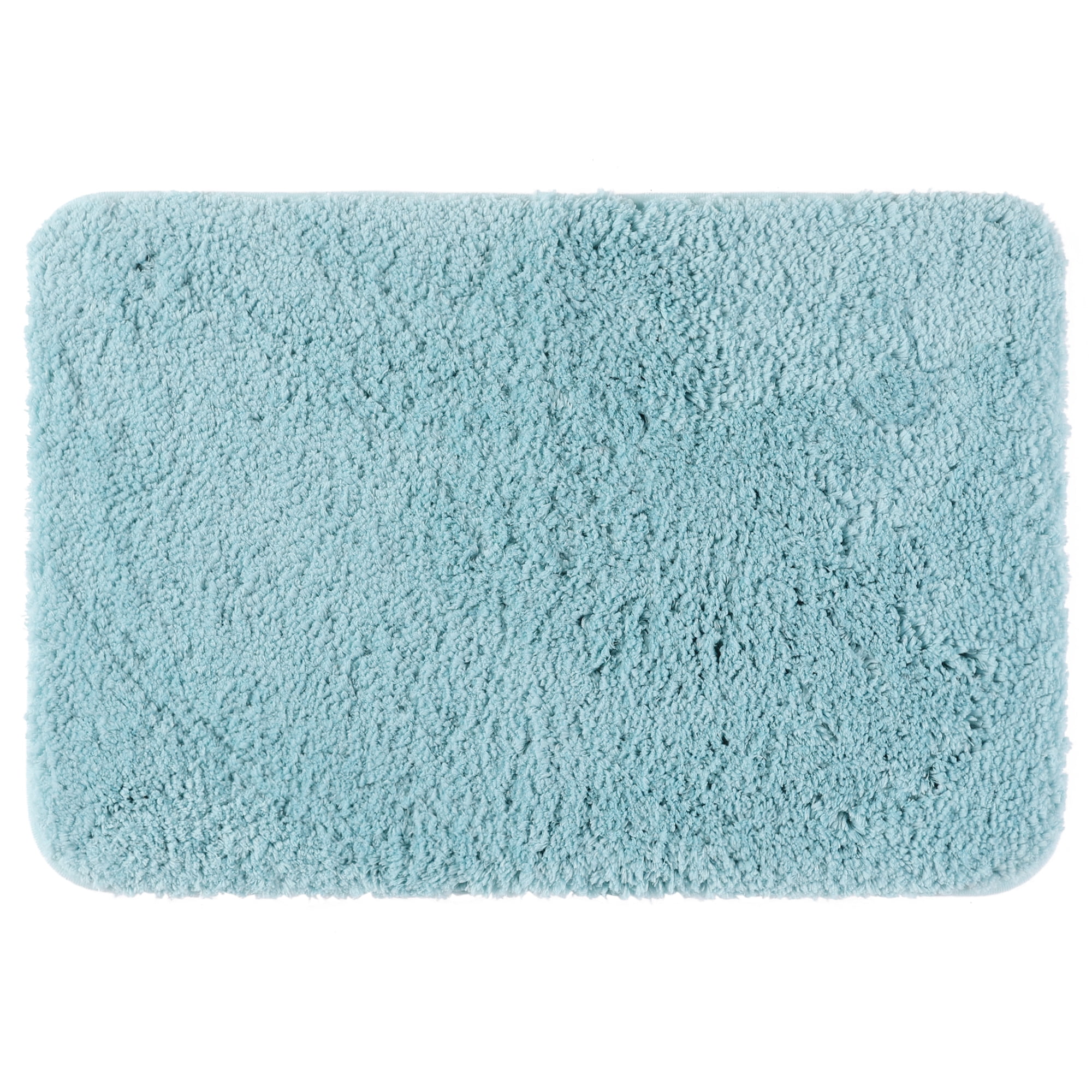 Unique Bargains Luxury Bath Mat Rug Solid Plush Shaggy Bath Carpet for Bathroom Floor Blue 16"x24"